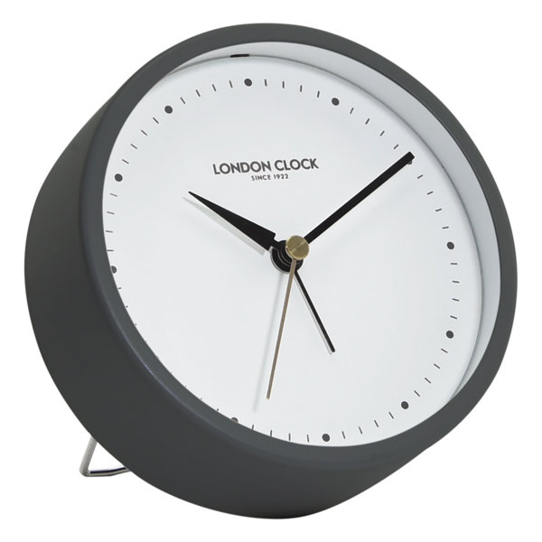 London Clock Company Hoxton Analog Metal Alarm Tabletop Clock in Grey